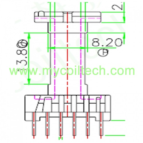 El19 tipo vertical 4 + 6 pinos bobina do transformador
