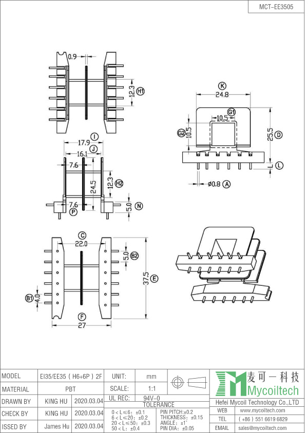 bobina de transformador horizontal EE35