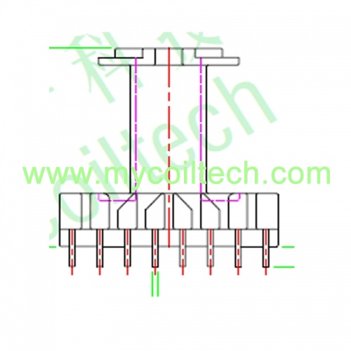 Bobina de transformador elETrônico vertical de 8 + 8 pinos